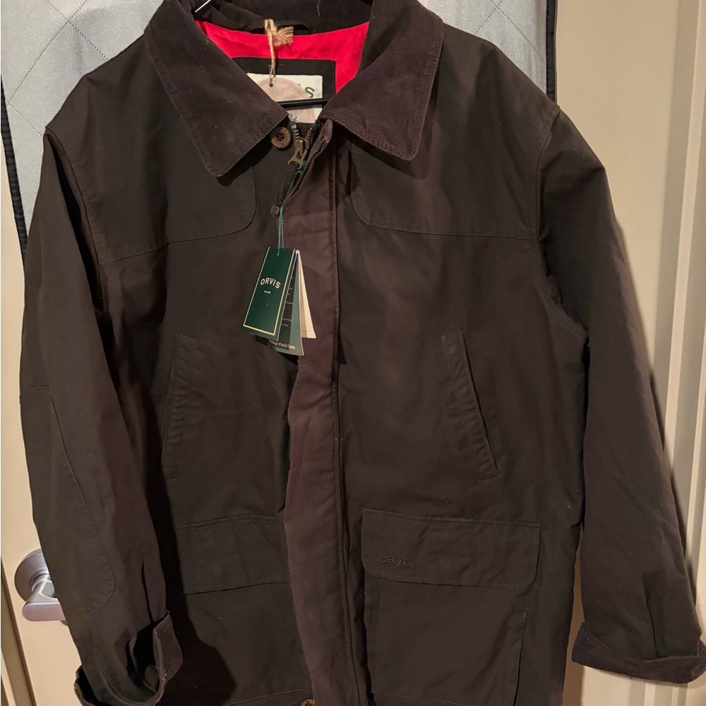 Orvis Dark Green and Brown Waxed Jacket Heritage Field Coat